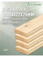 Доска пола хвоя 20 х 122 х 1,5 кат. АВ (4шт)