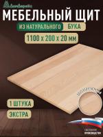 Мебельный щит бук кат. Экстра цельный 1100 х 200 х 20